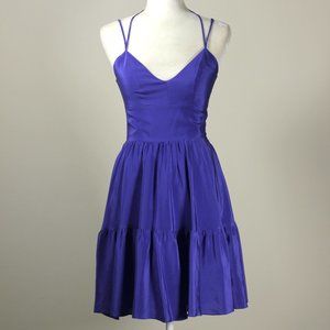 Amanda Uprichard Silk Blue Sleeveless Tiered Ruffle Hem Dress